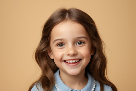 Close up portrait of smiling girlの素材