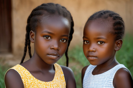 Double portrait of a little African girlの素材