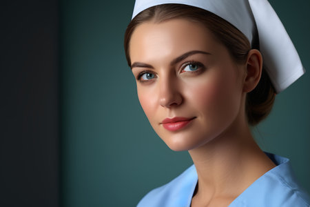 Close up of a female nurse's bustの素材