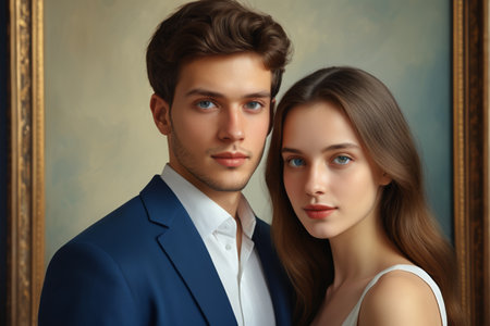 Intimate portrait of a man and a womanの素材