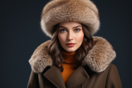Women wearing fur hats and fur collared coatsの素材