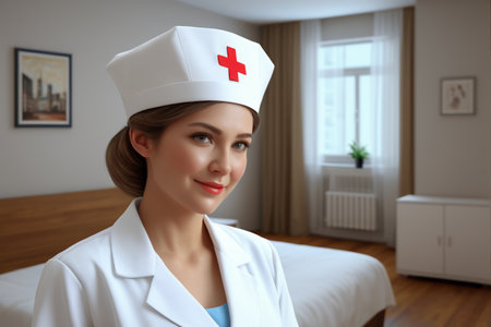 Smiling female nurse in the wardの素材