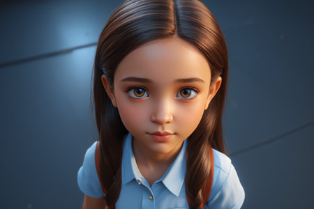 Close up of the little girl in school uniformの素材