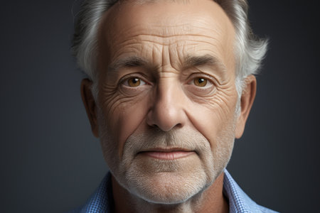 Obverse portrait of an elderly manの素材