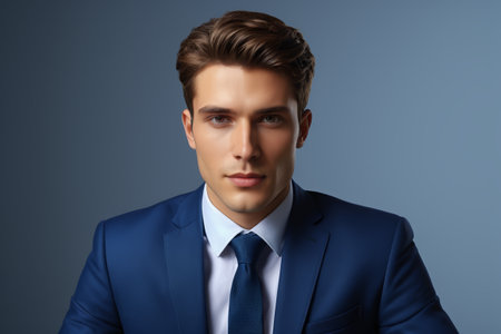 Front portrait of a man in a suitの素材