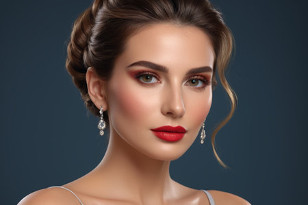 Close up of a female portrait with exquisite makeupの素材