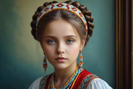 Portrait of a girl in national dressの素材