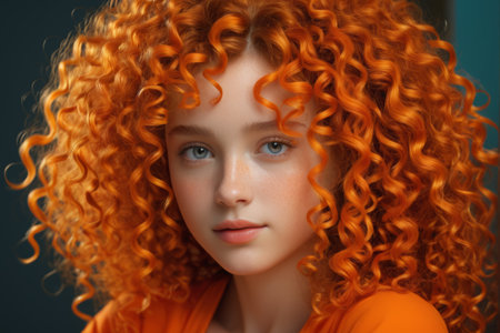 Portrait Close up of Red haired Girlの素材