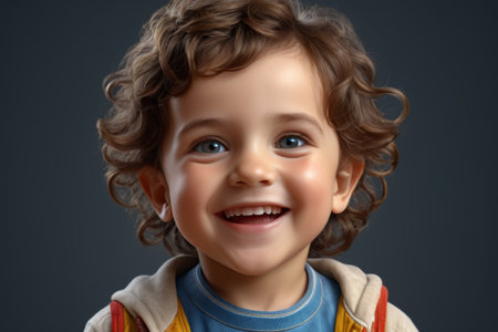 Close up of smiling little boy's faceの素材