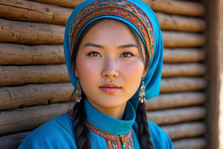 Close up of young woman in ethnic dressの素材