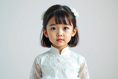 Portrait of a little girl in Chinese clothingの素材