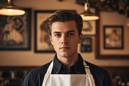 Portrait of an indoor waiterの素材