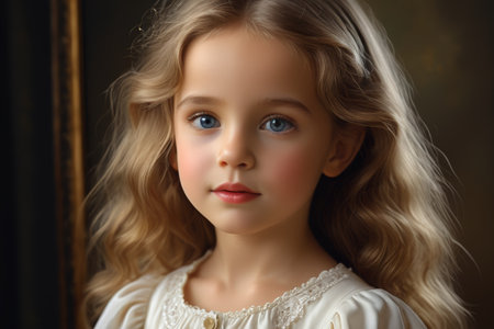 Portrait Close up of Blonde Little Girlの素材