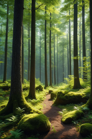 Forest path landscape in the sunの素材