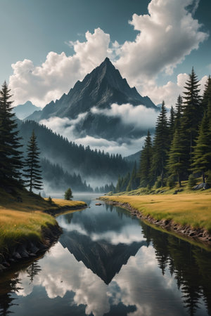 Mountain River Forest Natural Sceneryの素材