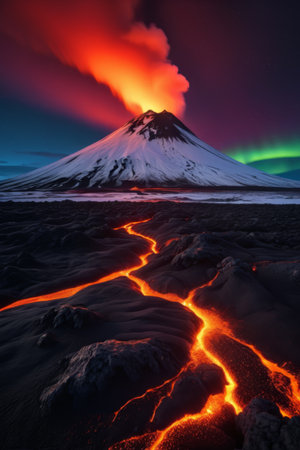 Lava flows from an Icelandic volcanoの素材