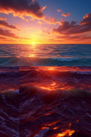 Magnificent sunset at seaの素材