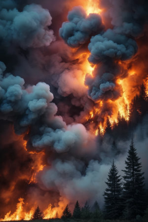 Forest fire smoke sceneの素材