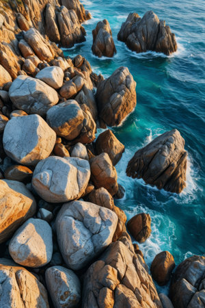 The diverse rock landscapes along the coastの素材