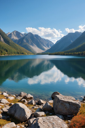 Mountain lake natural sceneryの素材