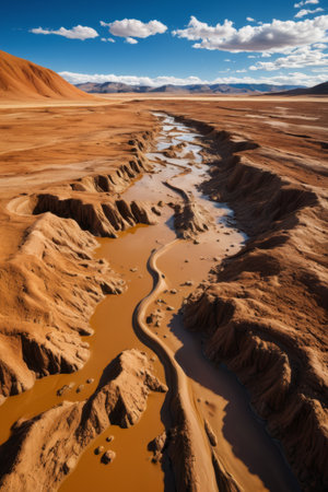 Winding river landscape in the desertの素材
