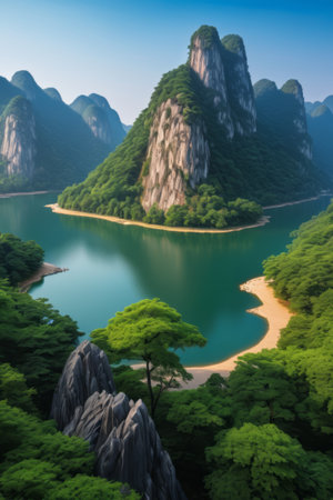 Mountains and rivers depend on natural scenery and beautiful sceneryの素材