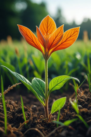 Orange flowers close-up natural plantsの素材