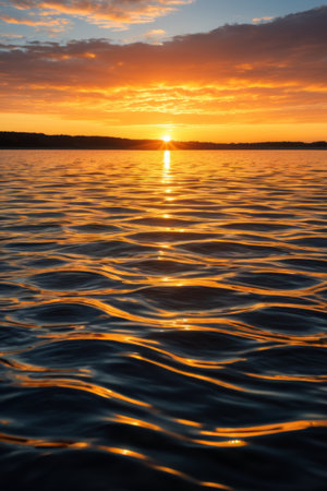 Sunset view on the waterの素材