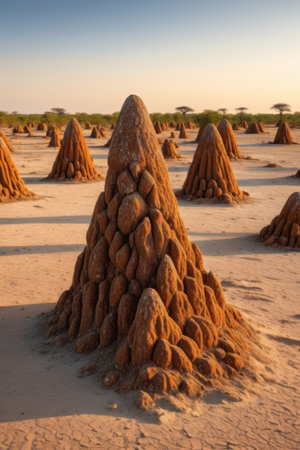 Landscapes of termite mounds in the desertの素材