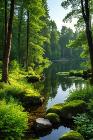 Forest Lakeside Natural Landscapeの素材