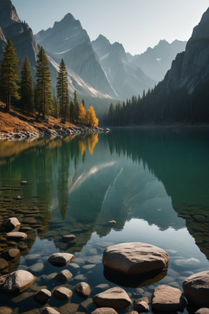 Mountain Lake Forest Natural Sceneryの素材