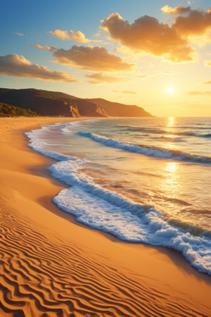 Beach sunset sea viewの素材