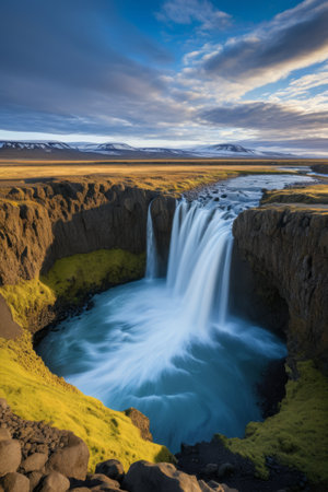 Magnificent waterfall views in natural sceneryの素材