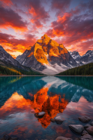 Canada's magnificent snow-capped mountains and lakesの素材