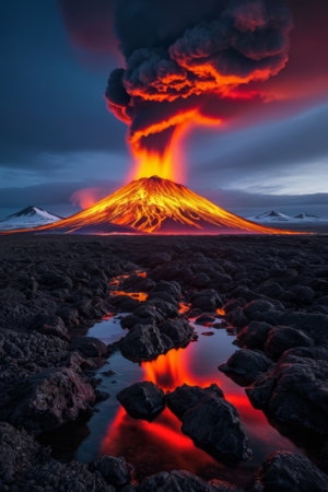 Iceland's volcanic eruption natural landscapeの素材