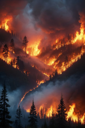 Scenes of forest fires breaking outの素材