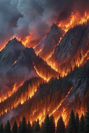 Burning forest sceneの素材