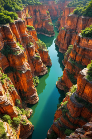 Overlooking the canyon's natural sceneryの素材