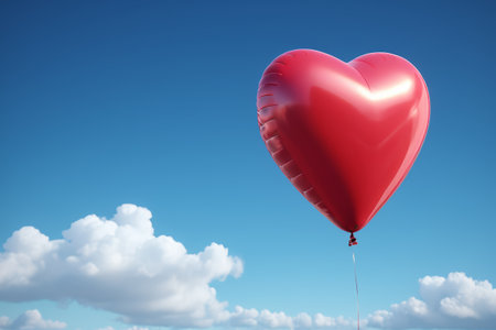 Heart shaped balloon in the skyの素材