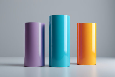 Three color cylinder product displayの素材