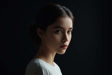 Close up of a female bust portraitの素材