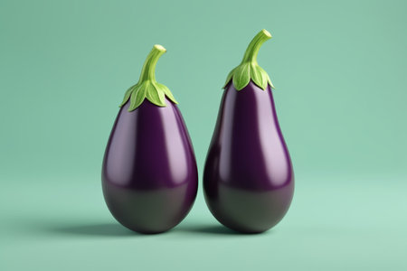 Close up of two purple eggplantsの素材