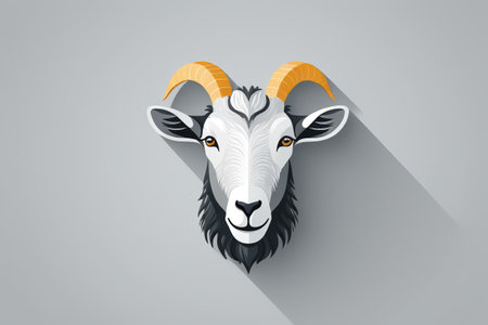 Goat head illustration materialの素材