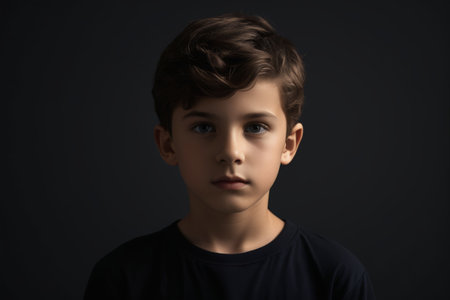 Close up of the boy's frontal portraitの素材