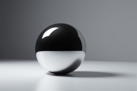 Black and white two color sphere design displayの素材