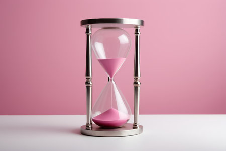 Hourglass on pink backgroundの素材