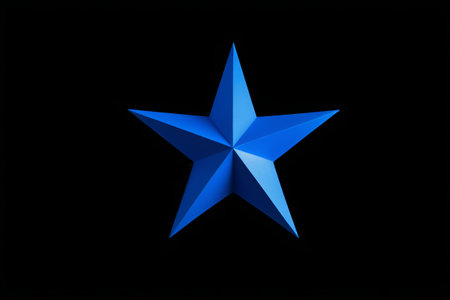 Blue solid five pointed star decoration materialの素材