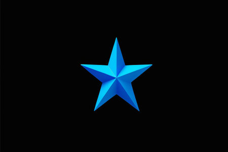 Blue solid pentagram on black backgroundの素材