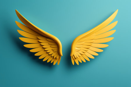 Yellow wing design on blue backgroundの素材