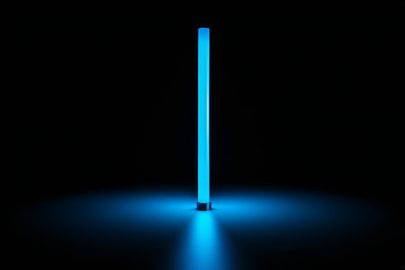 Blue light up lamp tube on black backgroundの素材